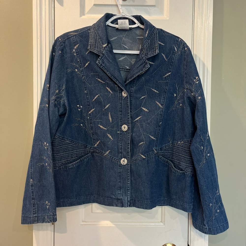Vintage Saint Germain Paris Embroidered Denim Jacket size M bin4
